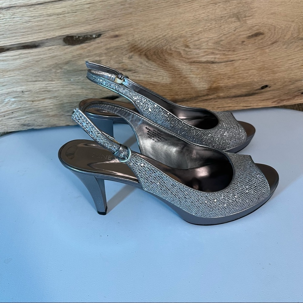 Nine West Silver High Heel Size 6 1/2 M
